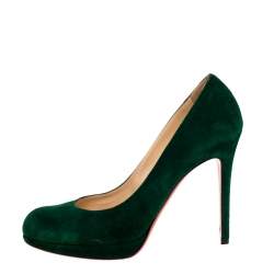 مملوكة مسبقًا Christian Louboutin Green Suede New Simple Platform Pumps Size 40