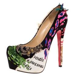 Christian Louboutin Limited Edition Daffodile Brodee Crepe Satin Pumps Size 39.5
