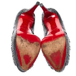 Pre Owned حذاء كعب عالي كريستيان لوبوتان ألتا داما جلد ثعبان أسود مقاس 39