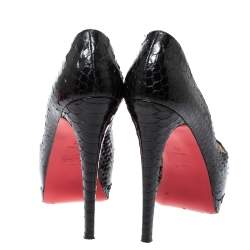 Pre Owned حذاء كعب عالي كريستيان لوبوتان ألتا داما جلد ثعبان أسود مقاس 39