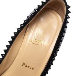 Pre Owned Christian Louboutin Black Leather and Suede Trim Malabar Hill Spiked Pumps Size 38