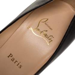 Pre Owned Christian Louboutin Black Leather Very Prive Peep Toe Platform Pumps Size 37