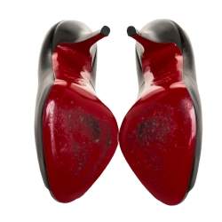 Pre Owned Christian Louboutin Black Leather Very Prive Peep Toe Platform Pumps Size 37
