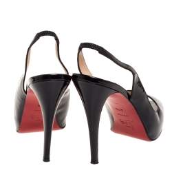 Pre Owned Christian Louboutin Black Patent N°Prive Slingback Sandals Size 41.5