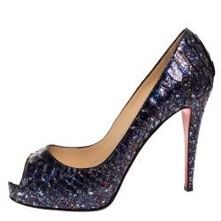 Pre Owned Christian Louboutin Multicolor Python Hyper Prive Peep Toe Platform Pumps Size 41