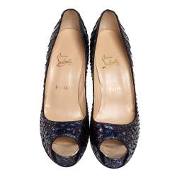 Pre Owned Christian Louboutin Multicolor Python Hyper Prive Peep Toe Platform Pumps Size 41