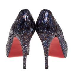 Pre Owned Christian Louboutin Multicolor Python Hyper Prive Peep Toe Platform Pumps Size 41