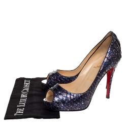 Pre Owned Christian Louboutin Multicolor Python Hyper Prive Peep Toe Platform Pumps Size 41