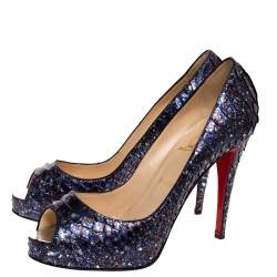 Pre Owned Christian Louboutin Multicolor Python Hyper Prive Peep Toe Platform Pumps Size 41
