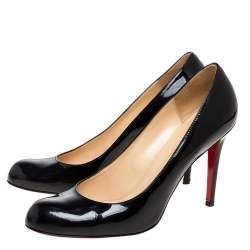 Pre Owned Christian Louboutin Black Patent Leather Simple Pumps Size 41
