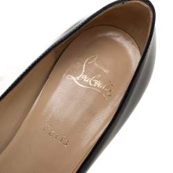 Pre Owned Christian Louboutin Black Patent Leather Simple Pumps Size 41