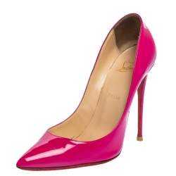 Pre Owned Christian Louboutin Fuchsia Patent Leather So Kate Pointed Toe Pump Size 40.5