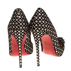 Pre Owned Christian Louboutin Floque Glitter And Patent Spike Geo Pumps Size 38