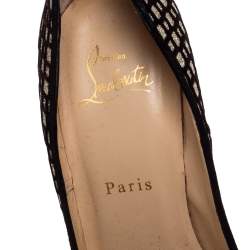 Pre Owned Christian Louboutin Floque Glitter And Patent Spike Geo Pumps Size 38