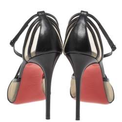 Pre Owned Christian Louboutin Black Mesh and Leather Theodorella Pumps Size 36