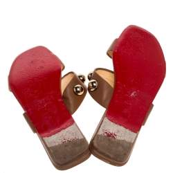 Pre Owned Christian Louboutin Brown Leather Simple Bille Flat Sandals Size 38.5
