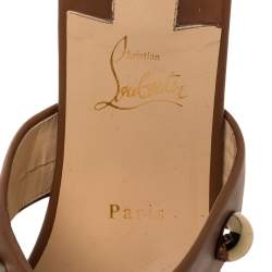 Pre Owned Christian Louboutin Brown Leather Simple Bille Flat Sandals Size 38.5