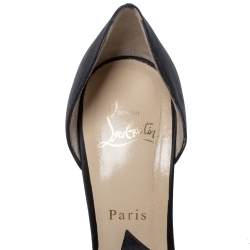 Pre Owned Christian Louboutin Black Satin Bow T Dorcet Peep Toe Pumps Size 39