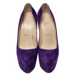 Pre Owned Christian Louboutin Purple Suede Daffodile Platform Pumps Size 38.5