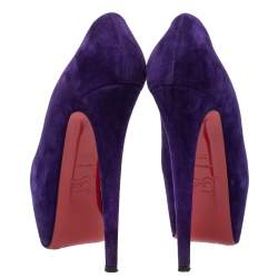 Pre Owned Christian Louboutin Purple Suede Daffodile Platform Pumps Size 38.5
