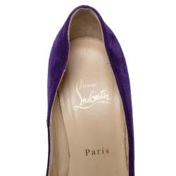 Pre Owned Christian Louboutin Purple Suede Daffodile Platform Pumps Size 38.5