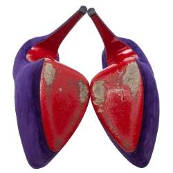 Pre Owned Christian Louboutin Purple Suede Daffodile Platform Pumps Size 38.5