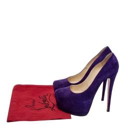 Pre Owned Christian Louboutin Purple Suede Daffodile Platform Pumps Size 38.5
