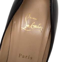 Pre Owned Christian Louboutin Black Leather And Patent 'Babel Clou' Platform Peep Toe Pumps Size 39.5