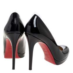 Pre Owned Christian Louboutin Black Patent Leather New Simple Platform Pumps Size 39