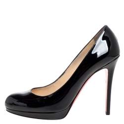 Pre Owned Christian Louboutin Black Patent Leather New Simple Platform Pumps Size 39