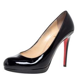 Pre Owned Christian Louboutin Black Patent Leather New Simple Platform Pumps Size 39