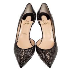 Christian Louboutin Black Patent And Brown Suede Galu D'orsay Pumps Size 39.5