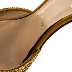 Christian Louboutin Gold Satin Embellished 'Labyrinth' D'orsay Pumps Size 38.5