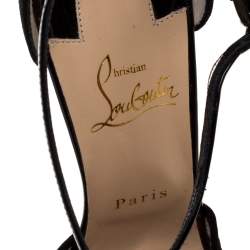 Pre Owned Christian Louboutin Black Mousseline And Suede 'Marchella' Pumps Size 39