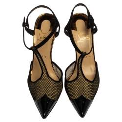 Pre Owned صندل كريستيان لوبوتان سير كاحل تى كول شبك وسويدى أسود مقاس 41