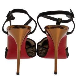 Pre Owned صندل كريستيان لوبوتان سير كاحل تى كول شبك وسويدى أسود مقاس 41