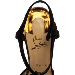 Pre Owned صندل كريستيان لوبوتان سير كاحل تى كول شبك وسويدى أسود مقاس 41