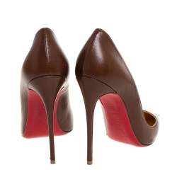 Pre Owned Christian Louboutin Brown Leather So Kate Pumps Size 36.5