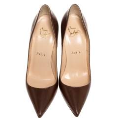 Pre Owned Christian Louboutin Brown Leather So Kate Pumps Size 36.5