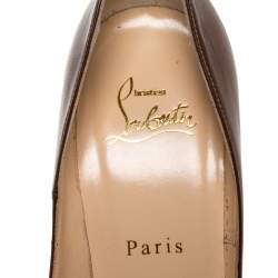 Pre Owned Christian Louboutin Brown Leather So Kate Pumps Size 36.5