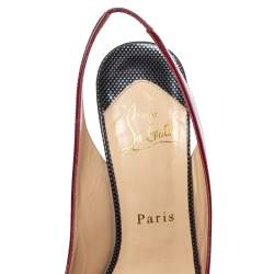 Pre Owned Christian Louboutin Tricolor Patent Leather Lady Peep Toe Platform Slingback Sandals Size 37