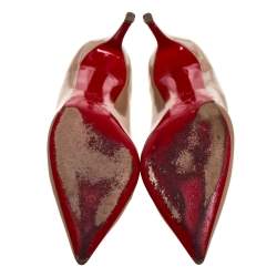 Pre Owned Christian Louboutin Beige Patent Leather So Kate Pointed Toe Pumps Size 40