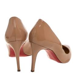 Pre Owned Christian Louboutin Beige Patent Leather So Kate Pointed Toe Pumps Size 40