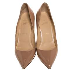 Pre Owned Christian Louboutin Beige Patent Leather So Kate Pointed Toe Pumps Size 40