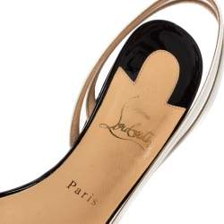 Pre Owned Christian Louboutin Tricolor Leather, Patent And PVC Paralili D'orsay Pumps Size 38