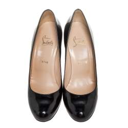 Pre Owned Christian Louboutin Black Patent Leather Simple Pumps Size 39