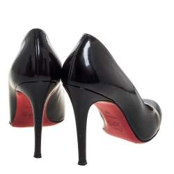 Pre Owned Christian Louboutin Black Patent Leather Simple Pumps Size 39
