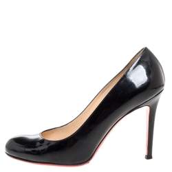Pre Owned Christian Louboutin Black Patent Leather Simple Pumps Size 39