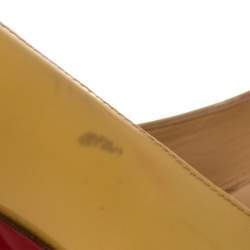 Pre Owned Christian Louboutin Yellow Patent Leather Peep Toe Pumps Size 39