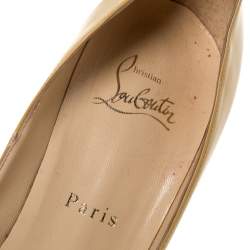 Pre Owned Christian Louboutin Yellow Patent Leather Peep Toe Pumps Size 39
